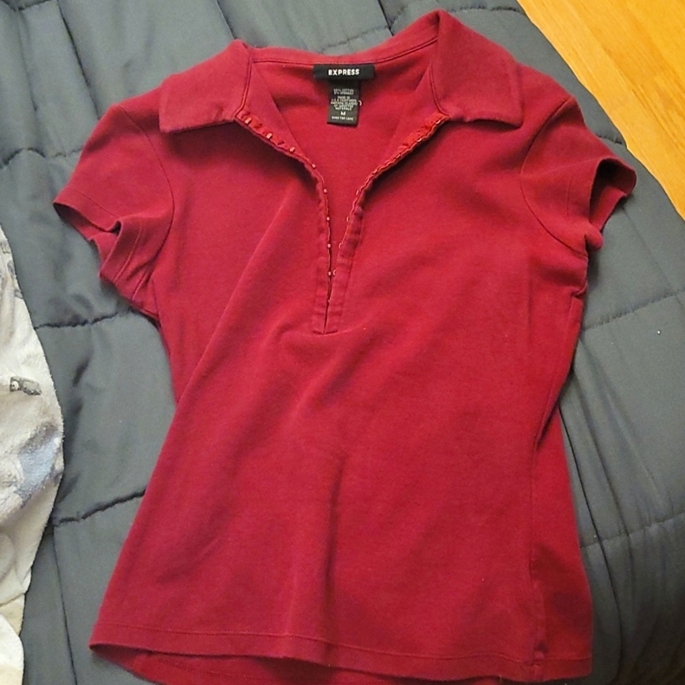 Express Polo Burgandy Medium